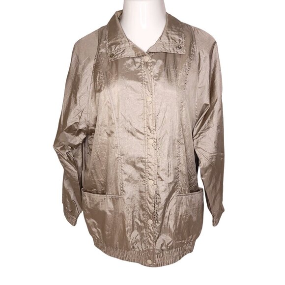 Vintage Haband Womens Medium Lightweight Nylon Jacket Pockets Snap Closure - Picture 2 of 5